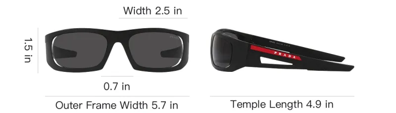 PRADA Acetate Rectangular Sunglasses Unisex Black-3
