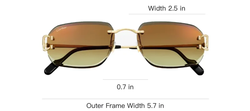 CARTIER Metal Irregular Shape Sunglasses Unisex Gold-3