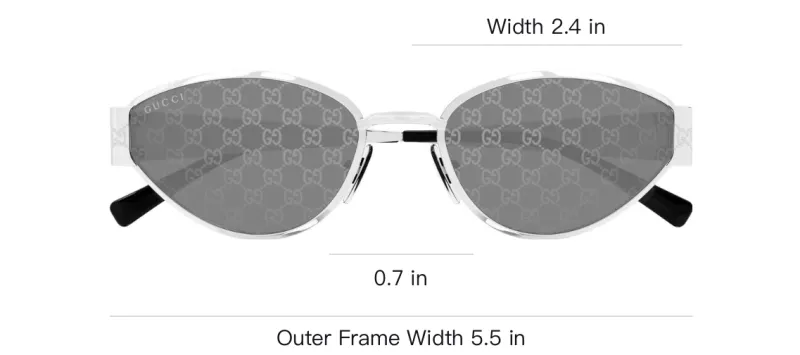 GUCCI Metal Irregular Shape Sunglasses Women's Silver-3