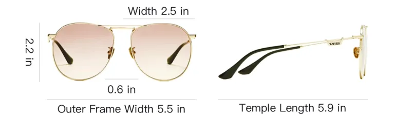 EVISU Plate And Metal Aviator Sunglasses Unisex Gold-3