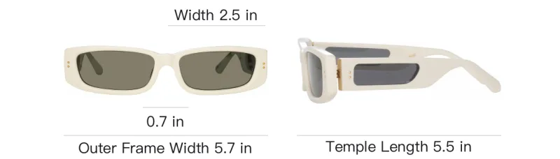 Linda Farrow Acetate Rectangular Sunglasses Women's White-4