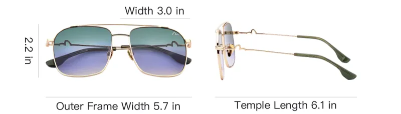 EVISU Metal Plate Aviator Sunglasses Unisex Gold-3