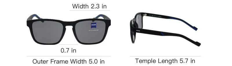ZEISS Acetate Square Sunglasses Men's Black-5