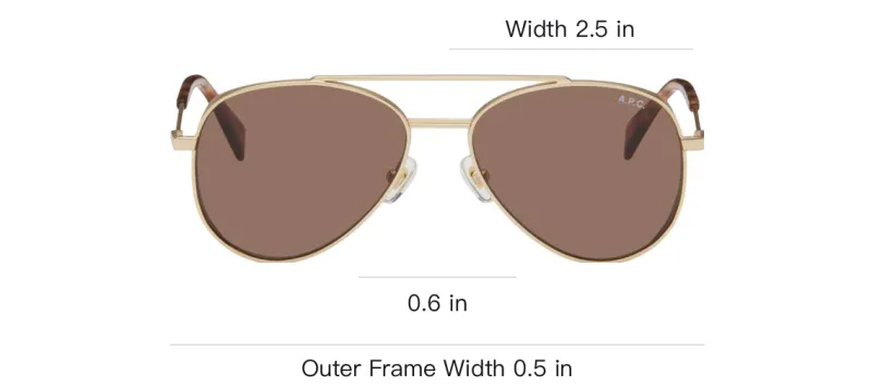 A.P.C Metal Aviator Sunglasses Unisex Gold-3