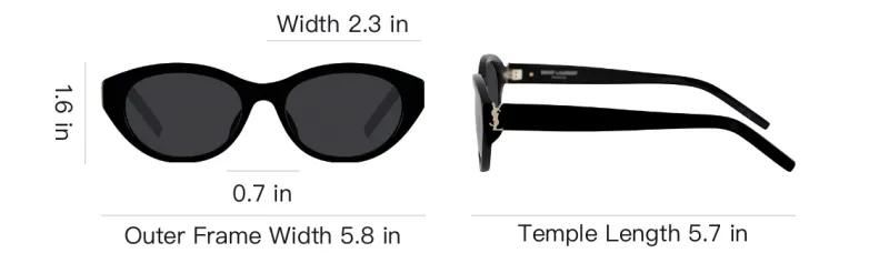 SAINT LAURENT Plate Frame Cat Eye Sunglasses Unisex Black-3