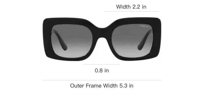 VOGUE Injection Molded Rectangular Sunglasses Unisex Black-7