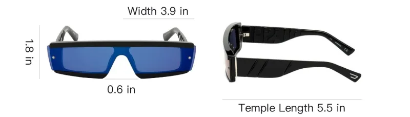 DIESEL Acetate Irregular Shape Sunglasses Men's Black-3