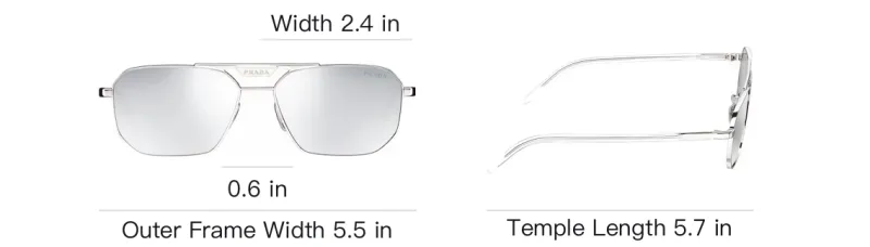 PRADA Metal Aviator Sunglasses Unisex Silver-3