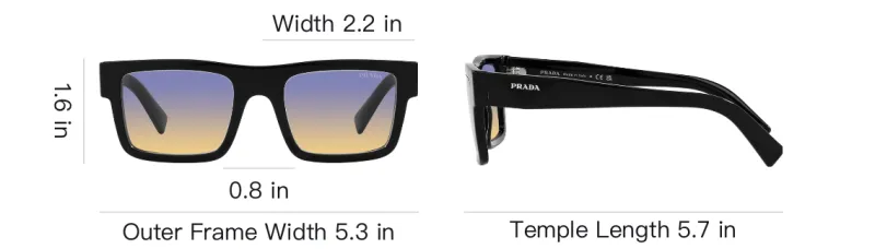 PRADA Acetate Rectangular Sunglasses Unisex Black-3