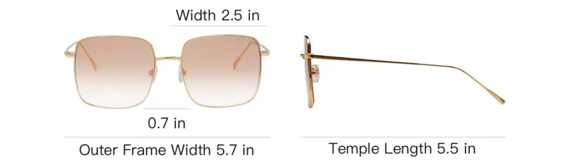 VEDI VERO Metal Square Sunglasses Unisex Gold-3