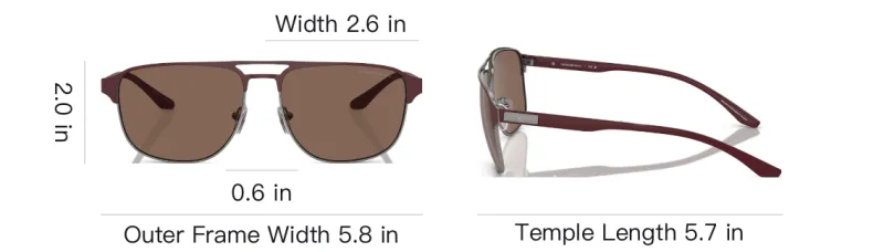 EMPORIO ARMANI Metal Aviator Sunglasses Men's Red-5