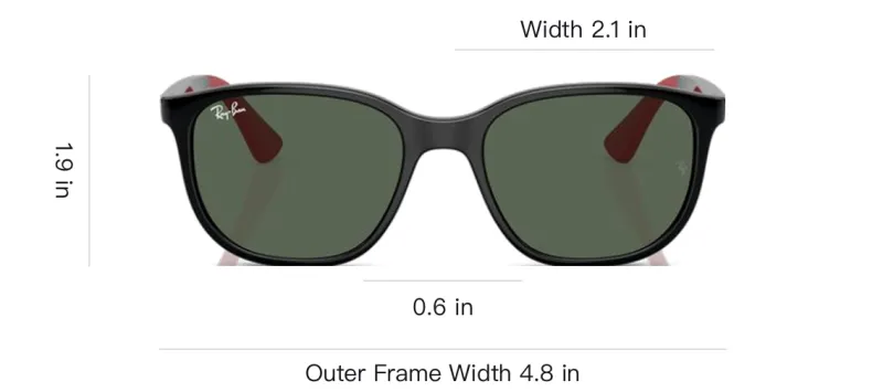 RayBan Injection Molded Square Sunglasses Kids' Black Red-5