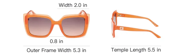 GUESS Injection Molded Rectangular Sunglasses Women's Orange-3
