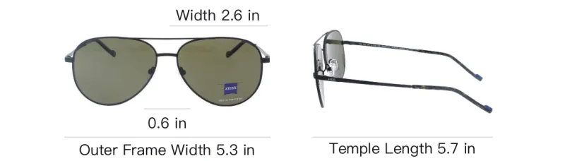 ZEISS Metal Aviator Sunglasses Men's Black-5