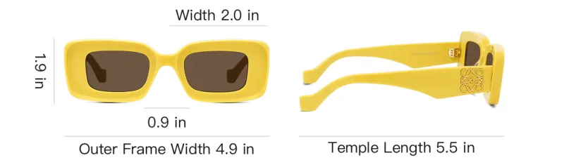 LOEWE Acetate Rectangular Sunglasses Men's Yellow-3