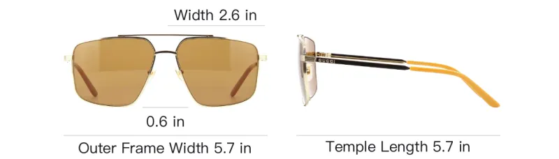 GUCCI Metal Irregular Shape Sunglasses Men's Coffee-3