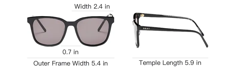 DKNY Metal Acetate Square Sunglasses Unisex Black-3
