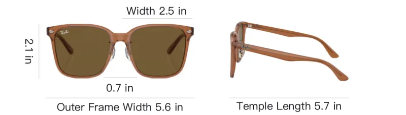RayBan Plate Frame Square Sunglasses Unisex Brown-3