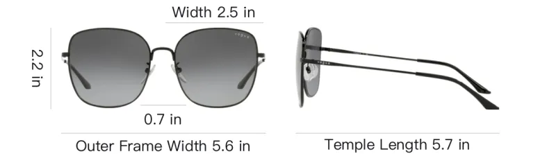 VOGUE Metal Square Sunglasses Women's Black-3