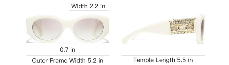CHANEL Acetate Irregular Shape Sunglasses Women's White-3