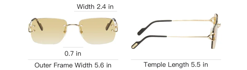 CARTIER Metal Acetate Metal Rectangular Sunglasses Women's Gold-2