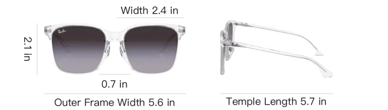 RayBan Plate Frame Square Sunglasses Unisex Transparent-3
