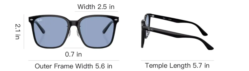 RayBan Plate Frame Square Sunglasses Unisex Black/Blue-3