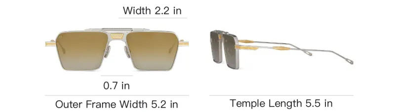 T Henri Titanium Alloy Aviator Sunglasses Unisex Silver/Yellow-2