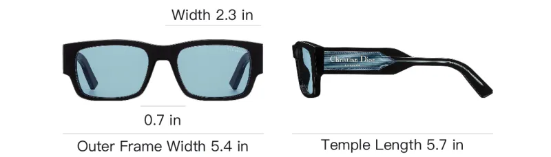 DIOR Acetate Rectangular Sunglasses Unisex Black-3