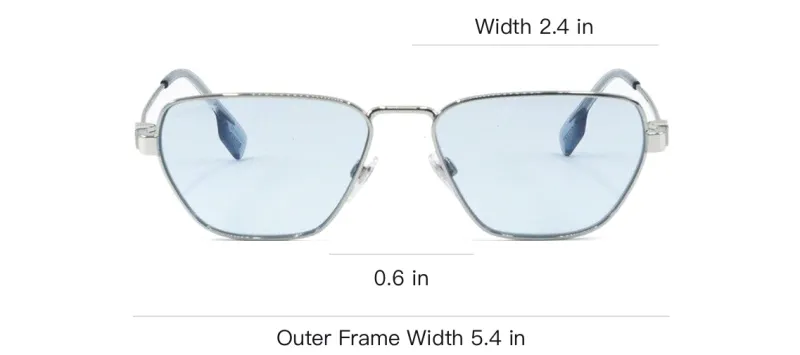 Burberry Metal Irregular Shape Sunglasses Men's Silver-2