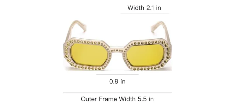 Swarovski Acetate Faux Crystal Irregular Shape Sunglasses Women's Yellow-3