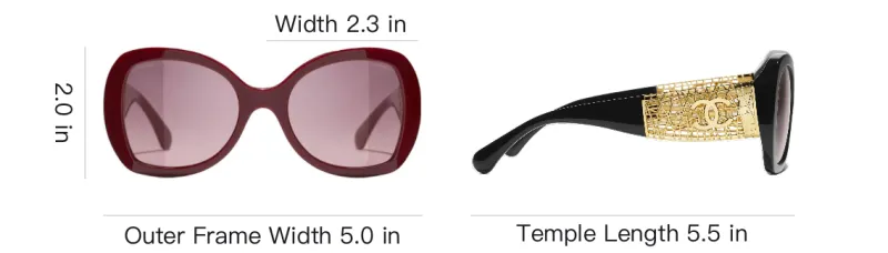 CHANEL Acetate Metal Butterfly Sunglasses Unisex Red-3