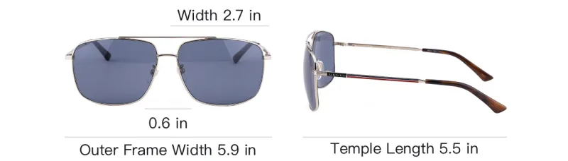 GUCCI Gold Frame Square Sunglasses Blue-3
