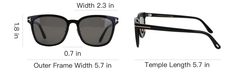 TOM FORD Acetate Rectangular Sunglasses Unisex Black-4