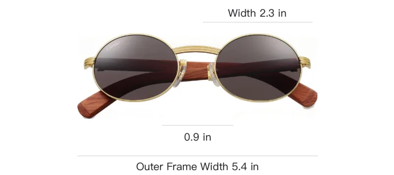 CARTIER Wooden Oval Sunglasses Unisex Gold-3