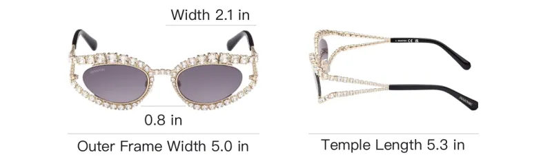 Swarovski Metal Faux Crystal Irregular Shape Sunglasses Women's Gold-8