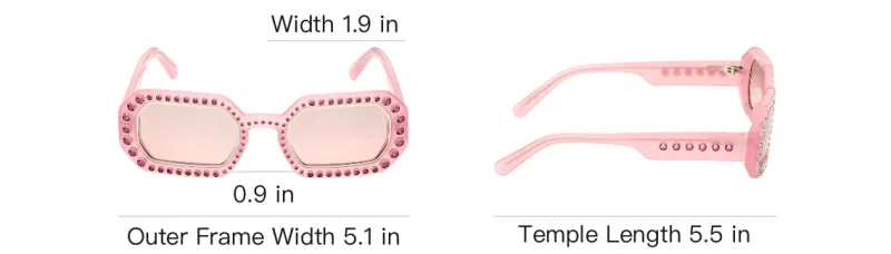 Swarovski Acetate Faux Crystal Square Sunglasses Women's Pink-8
