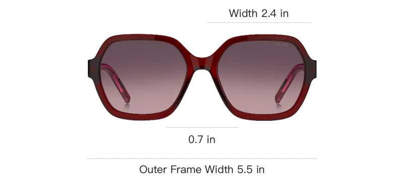 HUGO BOSS Irregular Shape Sunglasses Women's Red Brown-3