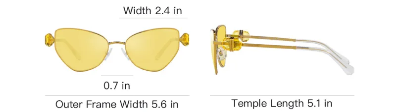 Swarovski Metal Irregular Shape Sunglasses Men's Gold-6