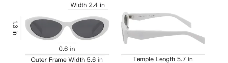 PRADA Plate Frame Cat Eye Sunglasses Unisex White-3