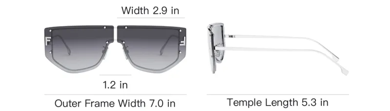 FENDI Plate Frame Irregular Shape Sunglasses Women's Silver-3