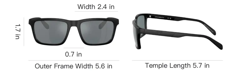 EMPORIO ARMANI Acetate Rectangular Sunglasses Unisex Black-2
