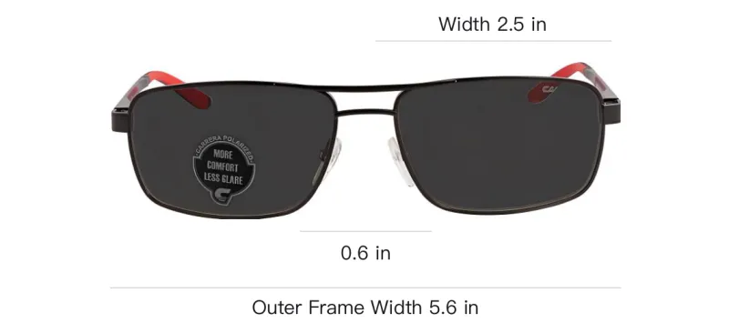 CARRERA Metal Rectangular Sunglasses Unisex Matte Black-2