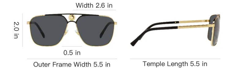 VERSACE Metal Aviator Sunglasses Men's Gold-9