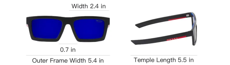 PRADA Acetate Nylon Rectangular Sunglasses Women's Black-3
