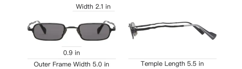 KUBORAUM Metal Acetate Rectangular Sunglasses Men's Black-2