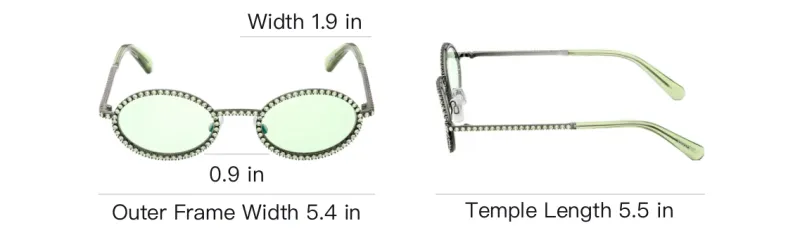 Swarovski Metal Faux Crystal Oval Sunglasses Women's Green-8