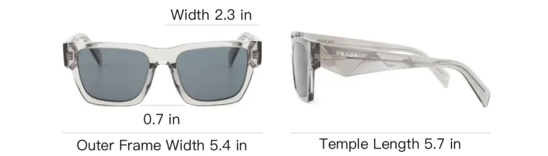PRADA Plate Frame Square Sunglasses Unisex Gray-3