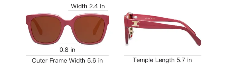 CELINE Metal Acetate Irregular Shape Sunglasses Unisex Red-7