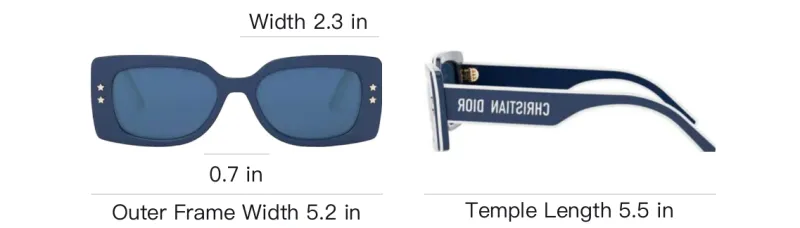 DIOR Acetate Rectangular Sunglasses Women's Blue-3